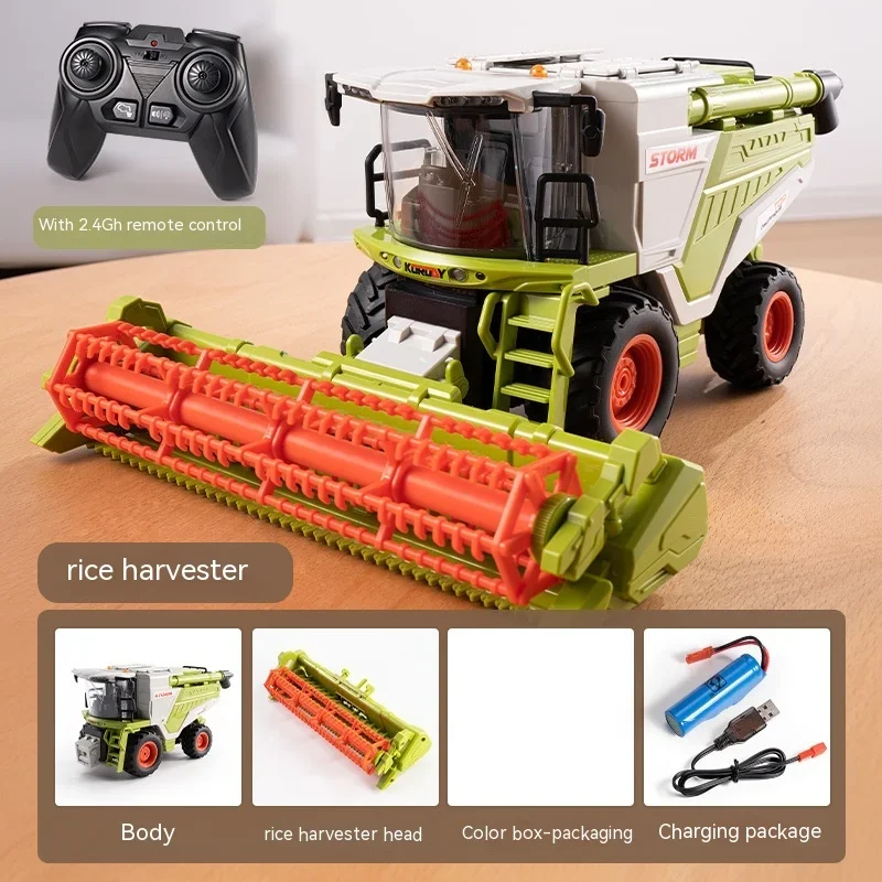 New 1:24 Farmer's Car Wheat Harvester Combination Multi-feature Lights 6608 Wheat 6612 Corn Crop Harvester Children's Gift Toys