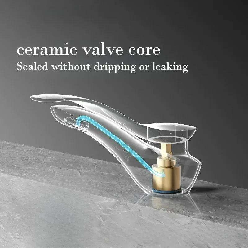 Solid Brass Single Handle Bathroom Sink Faucet Deck Mounted Cold And Hot Water Mixer Crane Tap for Bathroom 4