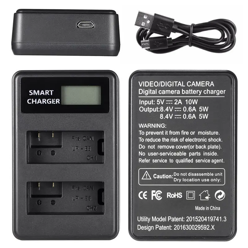 Lp-E8 Usb Lcd Display Dual Port Battery Charger For Canon Eos 550D/600D/650D/700D Rebel T2I/T3I/T4I/T5I Slr