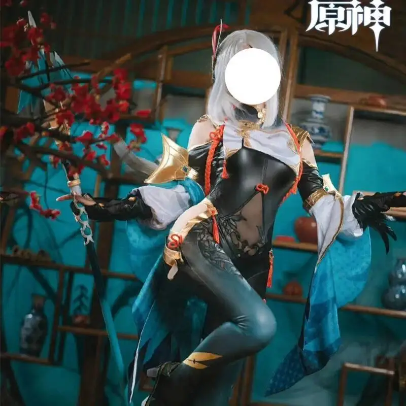 

Игра Genshin Impact Shenhe Косплей Костюм Экипировка Сексуальный Женский Комбинезон Хэллоуин Топ Рукав Полный Комплект