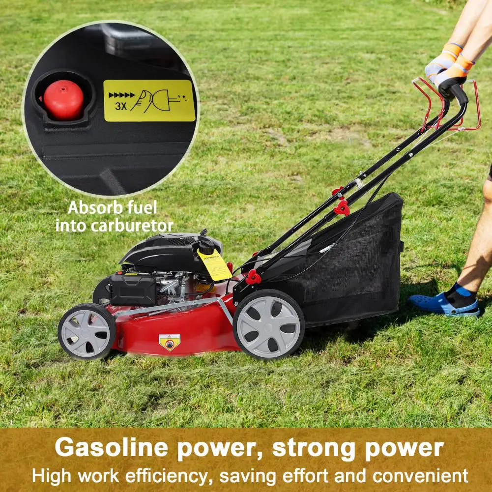 

Self Propelled Lawn Mower 141cc Gas Engine 50L Grass Tank Big Wheels Push Garden Machine