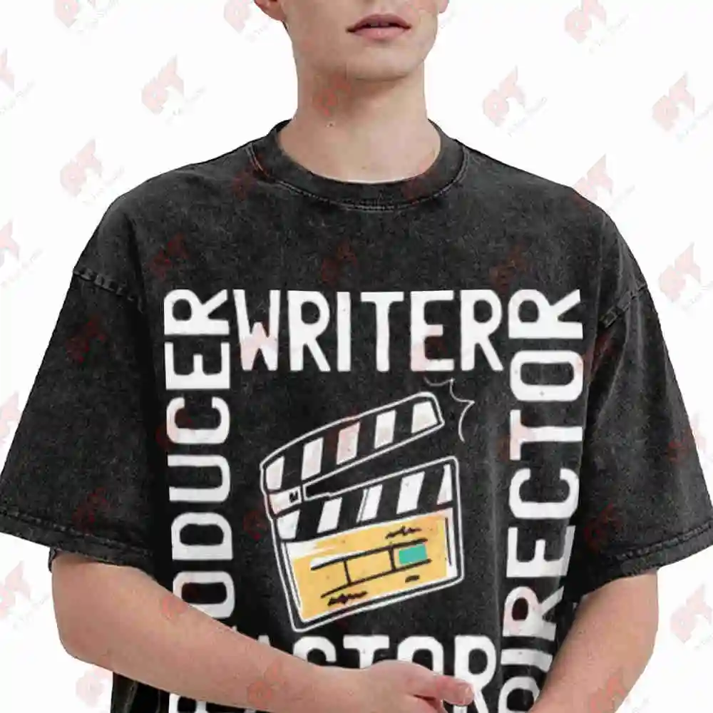 Producer Director Writer Design Vintage Washed Tee Pure Cotton T-Shirt