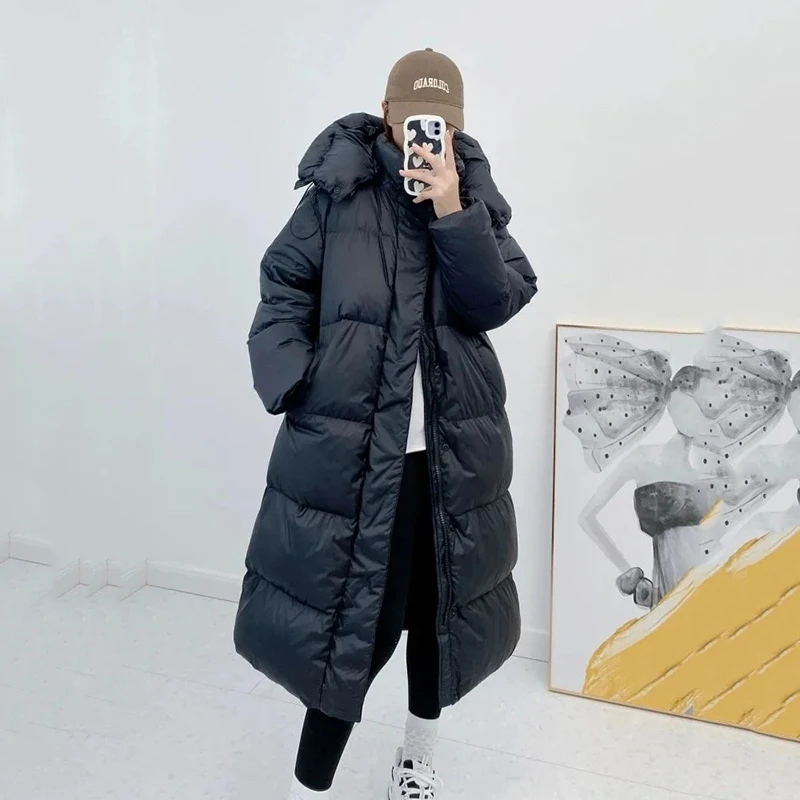 2023 Winter Women Hooded Snow Parkas 90% White Duck Down Coat Thick X-Long Puffer Winter Female Long Loose Warm Jacket Overcoat