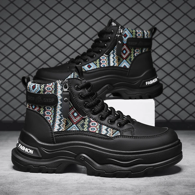 أحذية رجالية عالية الجودة جديدة للخريف والشتاء - أحذية رياضية كاجوال عصرية ومتعددة الاستخدامات ونعل سميك وغير قابلة للانزلاق للكاحل #1