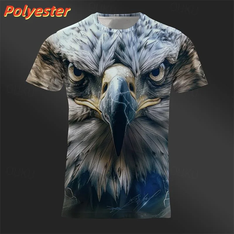 3D Printed Fierce Eagle T-Shirt For Men Cool Animal Pattern T Shirts Summer Loose Streetwear Tops Round Neck Tees Short Sleeves