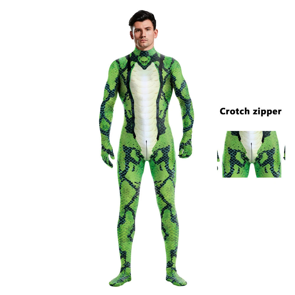 Tuta cosplay serpente verde Costume cosplay di Halloween Anime Zentai Carnevale Coppia tuta Abiti da festa per adulti
