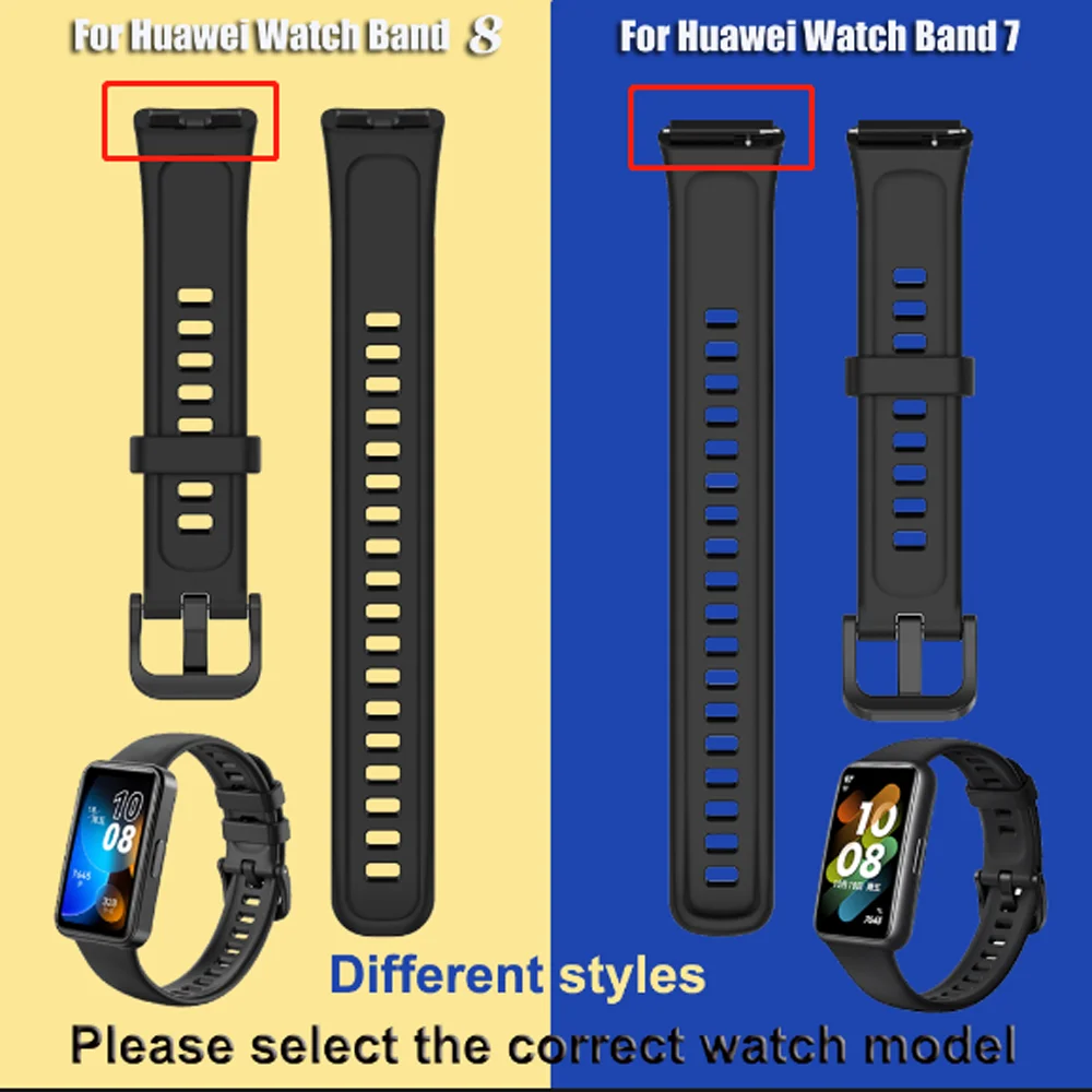 Silicone Watch Strap For Huawei Band 8 Replacement Strap For Huawei Band 7 Strap Correa Bracelet