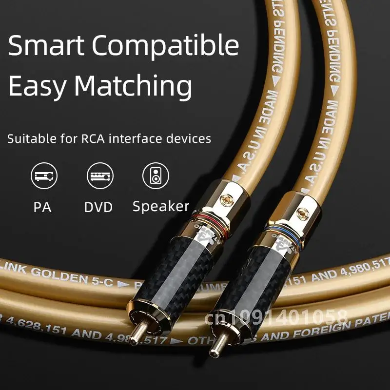 

ATAUDIO 1 Pair RCA Audio Cable High Purity OFC Core 2RCA Male Cable with Pure Copper Gold Plated Plug for Amplifier DAC TV