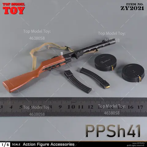 ZYTOYS ZY2021 1/6 Scale Gun Rifle Bobosa PPSh41 Plastics Model 13CM PVC Toy Fit 12'' Male Soldier Action Figure Body Dolls