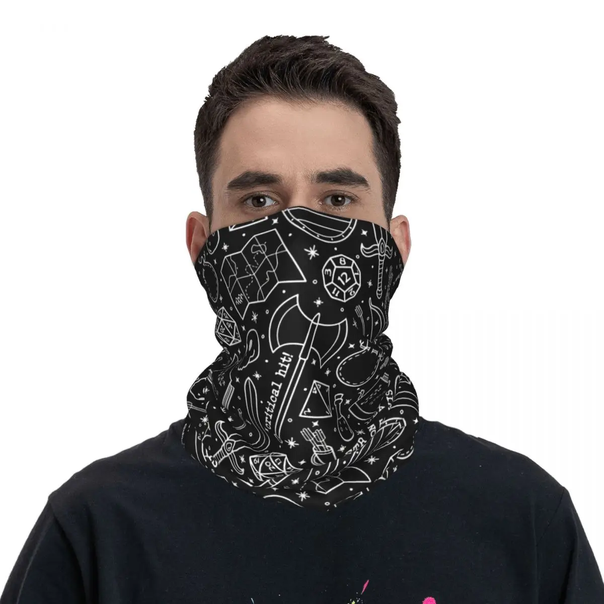 Unisex Fantasia RPG Pattern Motocross Bandana, Gaiter pescoço, Impresso D20 Dados, Role Playing Game, Máscara facial, Máscara facial de ciclismo, Caminhadas Unisex