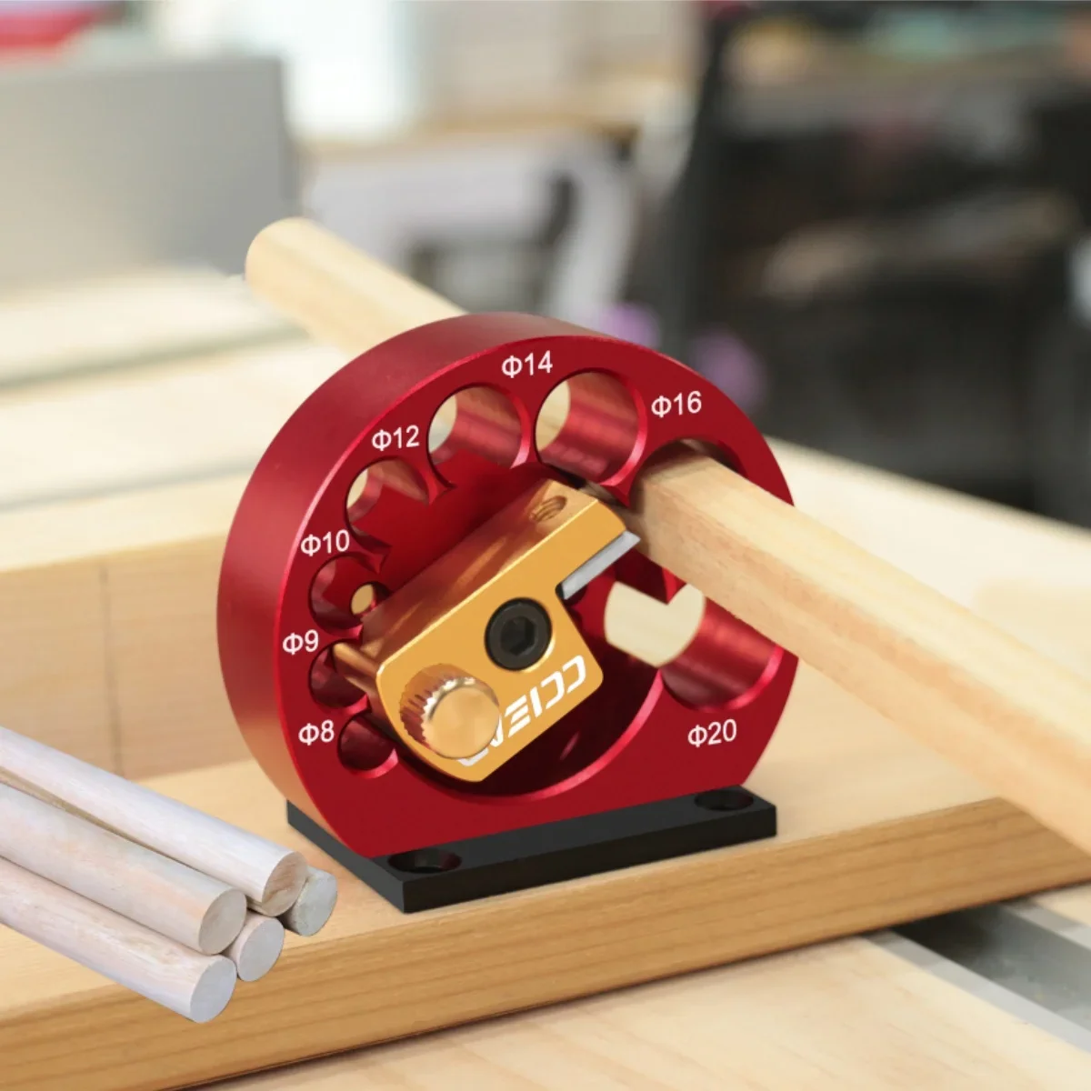 8-Holes Adjustable Dowel Maker Jig for Woodworking Electric Drill Milling - round Rod Auxiliary Tool with 8mm to 20mm Carbide Bl