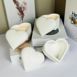 Love Heart Shape Storage Jar Silicone Molds Jewelry Storage Box Concrete Cement Vessel Container Home Decoration Mould