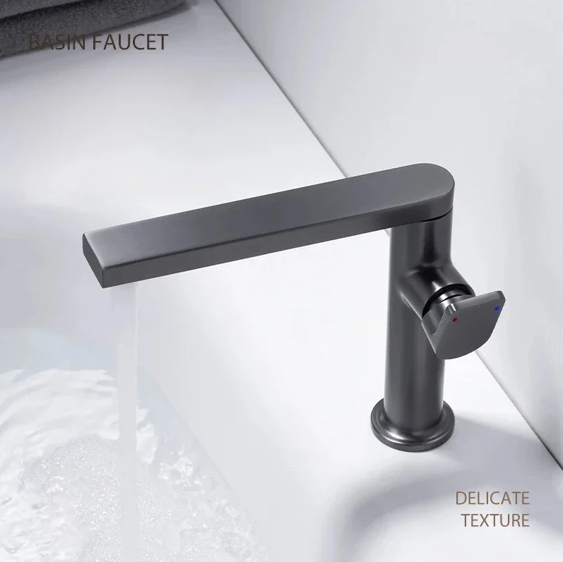 

Brass hot and cold household bathroom faucet, grey toilet vanity basin faucet