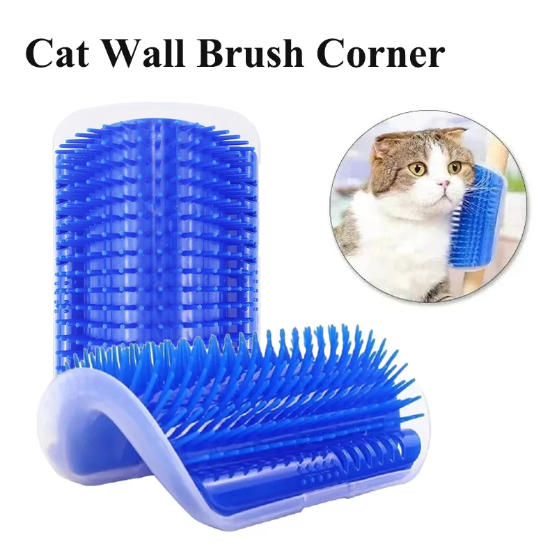 

Cat Wall Brush Corner Cat Brush Comb Cat Toy with Catnip Cat Scratcher Massage Self Groomer Comb Pet Brush Corner Dogs Scrubber