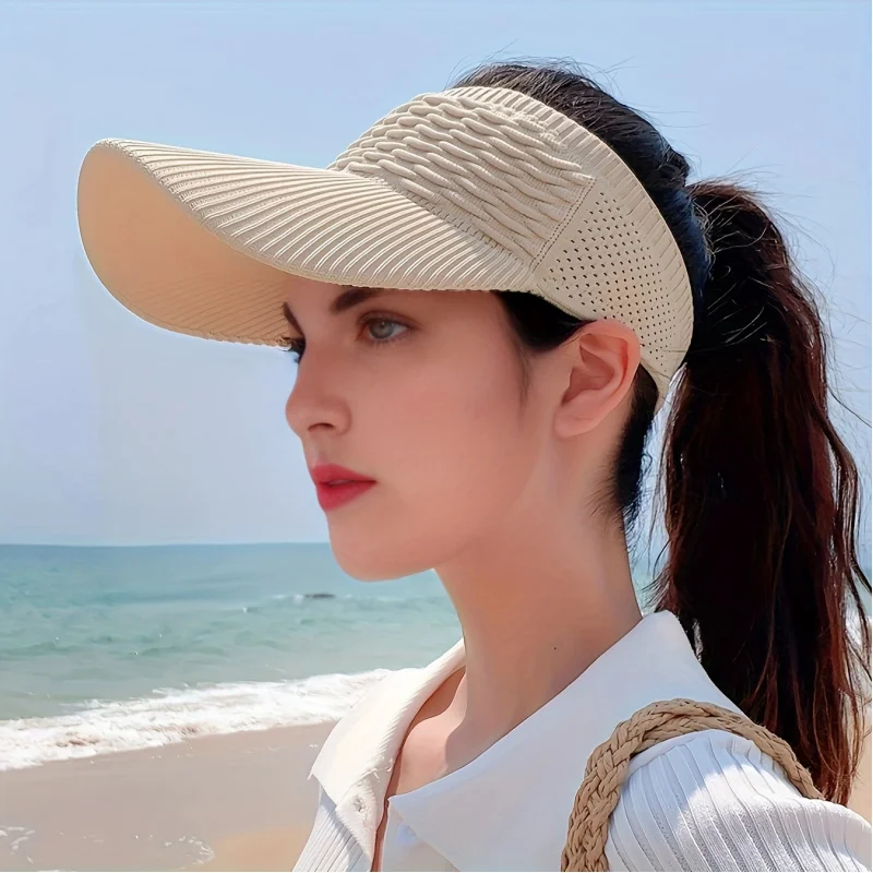 Close-Fitting Breathable Sun Visor Is Comfortable, Solid Color, Buckle Closure And Three-Dimensional Pattern