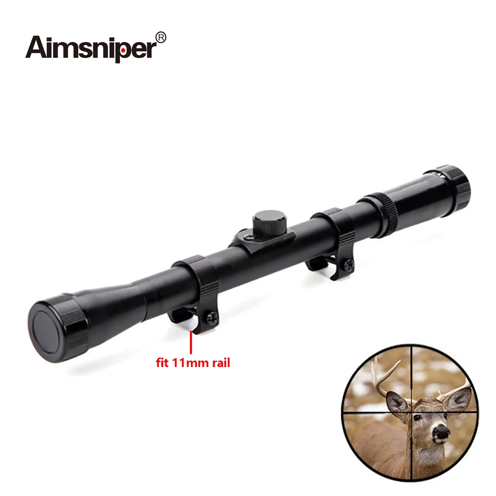 Aimsniper-Hunting 4x20 Crosshair Riflescope, Tactical Optical Reflex Rifle Scope, Telescopic Sight, Fit 11mm Mount for Airsoft