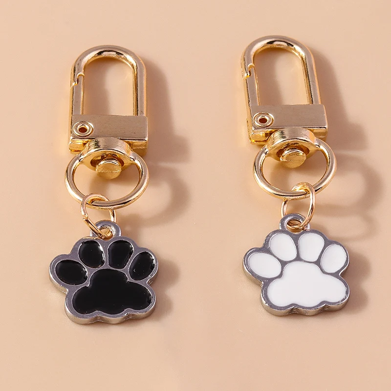 Cartoon Dog Footprint Keychain for Women Men Car Key Handbag Pendants Keyrings Accessories DIY Jewelry Gifts