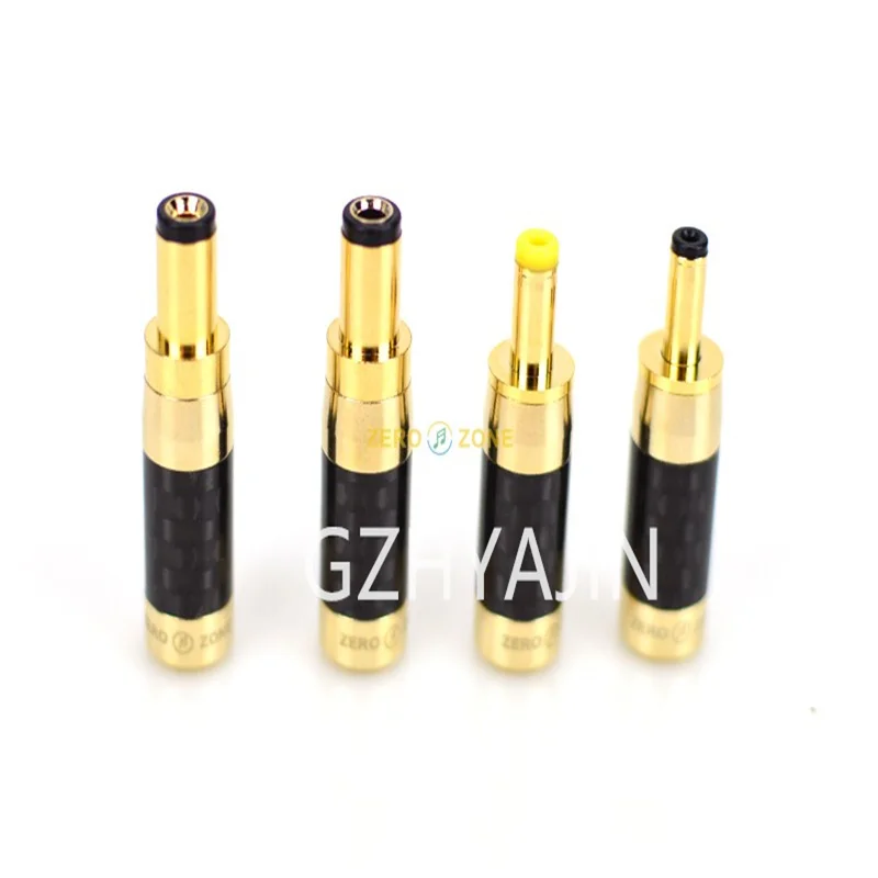 Free Shipping 1PCS Pure copper plated gold fiber carbon fiber DC plug 5.5*2.5mm 5.5*2.1mm for Linear Power Output Line DIY