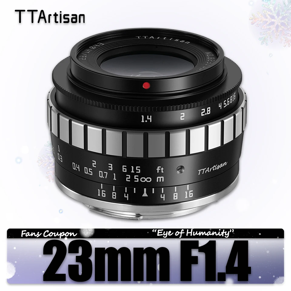 TTArtisan APS-C 23mm F1.4 MF Fast Documentary Lens for Fuji X-E4 XT-100 Sony A6600 Canon Nikon Z50 ZFC Olympus E-M5 M43-mount