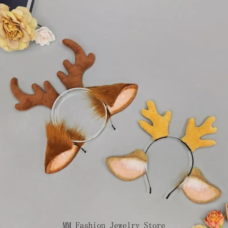 

Аниме плюшевая повязка для волос с ушками оленя, удобная повязка для волос для костюмированной вечеринки, одежда D0UB