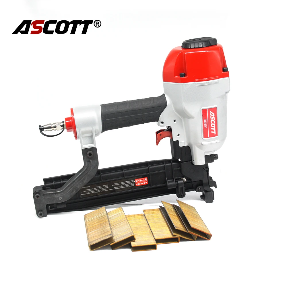 Ascott 16Ga 7/16” Crown Stapler N851 Pneumatic Framing Nail Gun Construction Nailer for Furniture Roofing Decking Crate Box