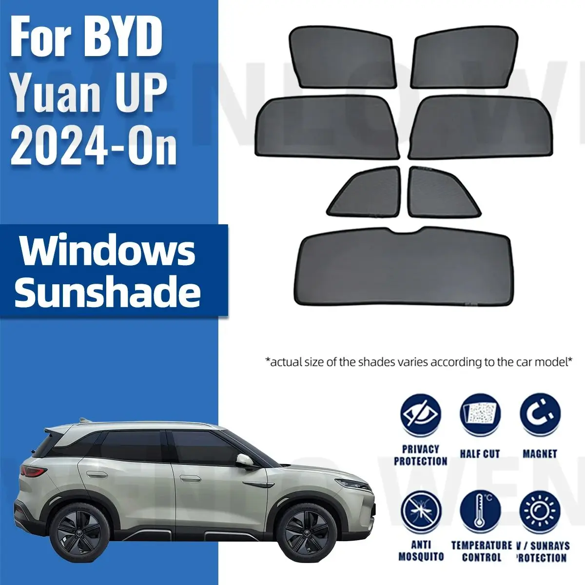 For BYD Yuan UP 2024 Magnetic Sun Shade Car Sun Visor Front Windshield Curtains Summer Window Sunshade Auto Accesorries