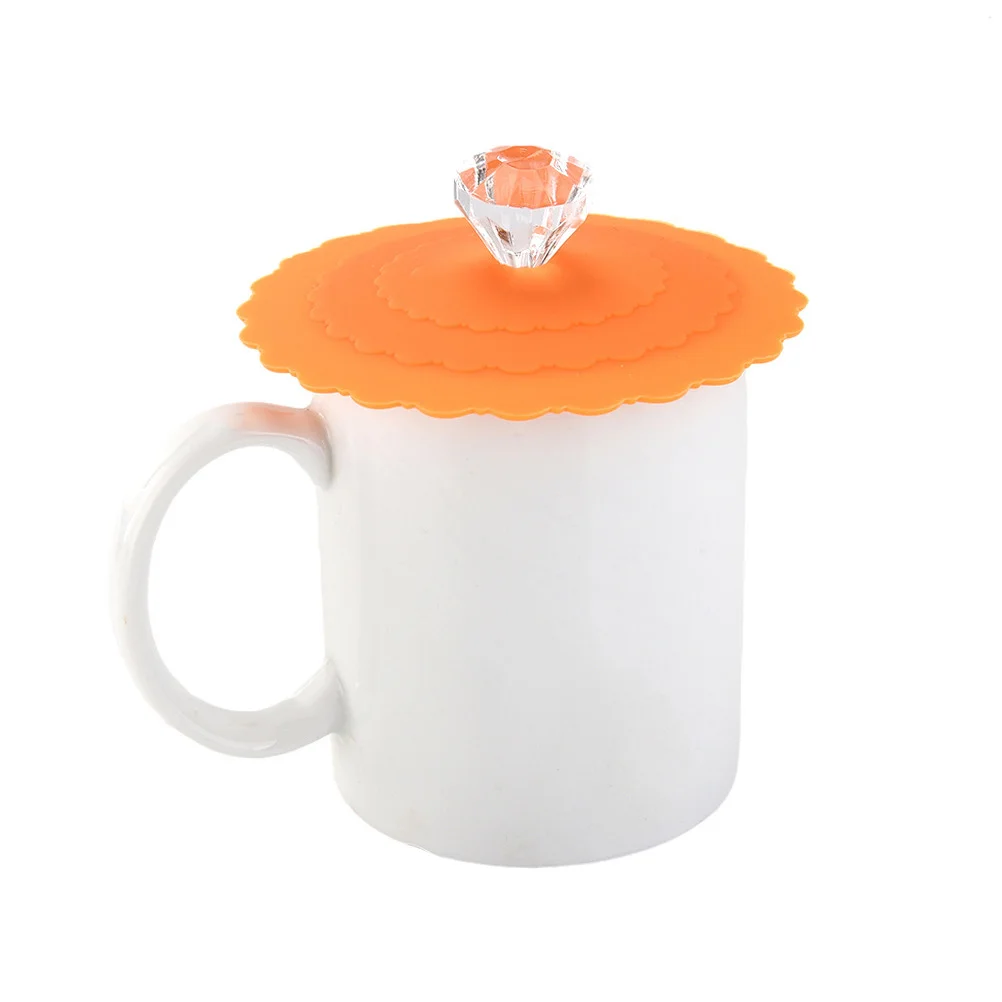 

5 pcs 11Cm Silicone Cup Lids With Removable Diamond Knob Reusable For Coffee Cocoa Hot Chocolate Kitchen Barware Accessories
