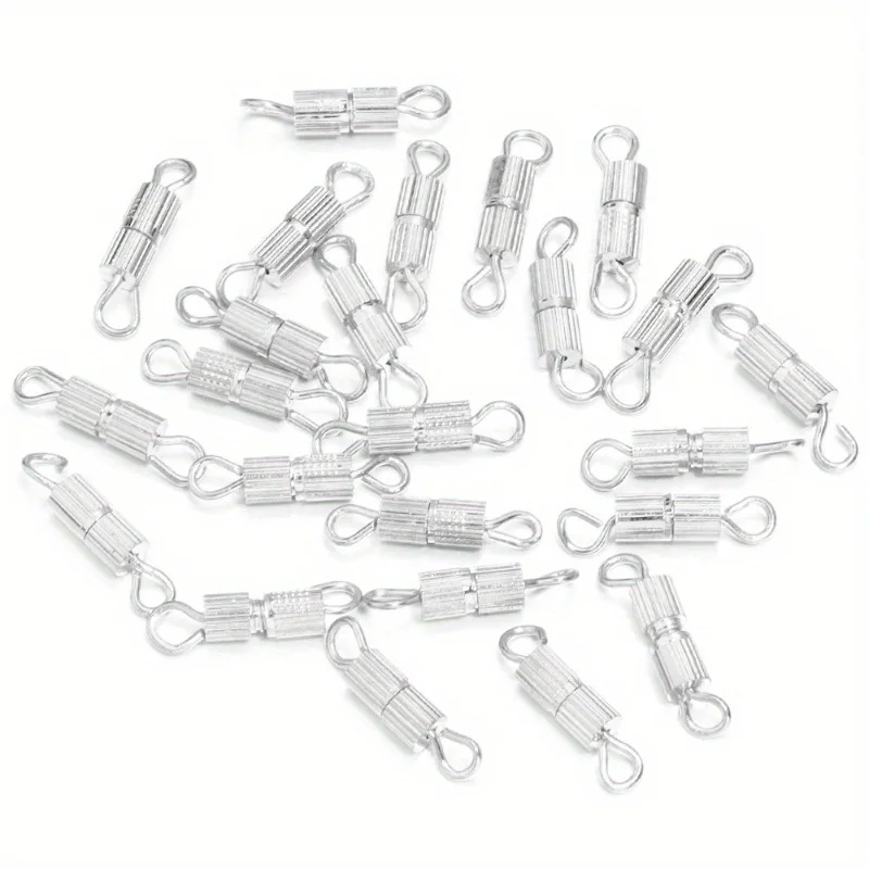 ตัวล็อคสร้อยข้อมือ/สร้อยคอแบบเกลียว 10 ชิ้น ลายทาง ตัวล็อคแบบเกลียวแนวตั้ง อุปกรณ์ทำเครื่องประดับ DIY