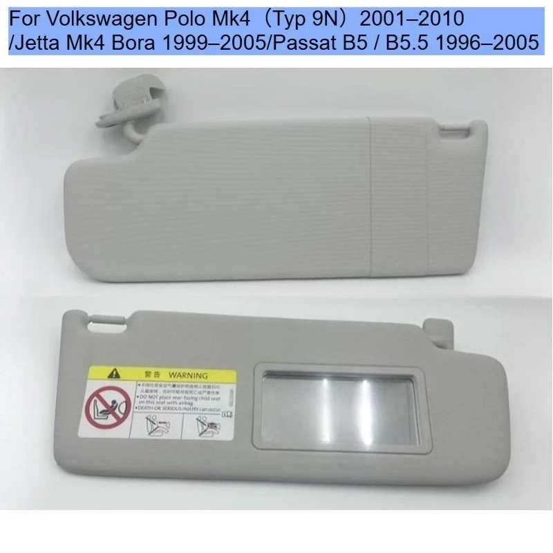 Sun visor For Volkswagen Polo Mk4 2001 - 2010 /Jetta Mk4 /Bora1999 - 2005/Passat B5/B5.5  Interior visor Makeup mirror Sun visor