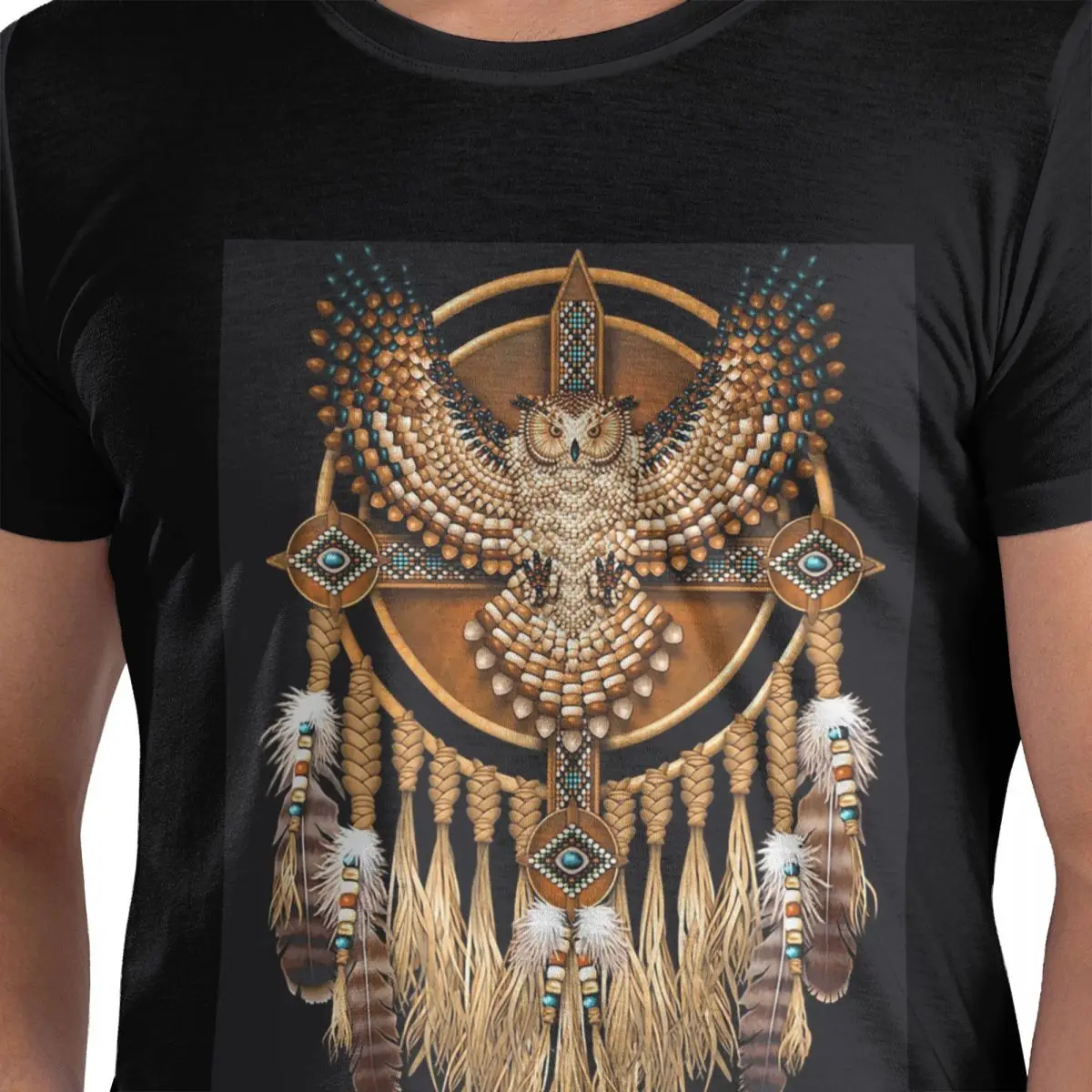 

Родная Мандала Сова Американская футболка из 100% хлопка, мужские классические футболки, мужские футболки с круглым вырезом и коротким рукавом, S-6XL