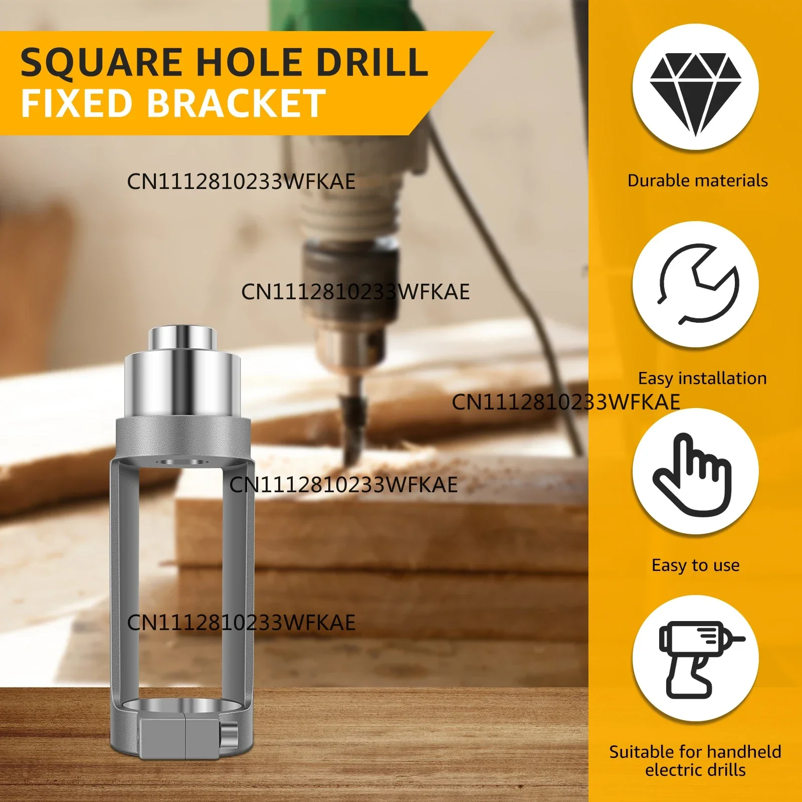 Square Hole Drill Fixed Bracket Cast Aluminum Professional Precise Woodworking Tool Durable Drill Bit for Hand Electric Drill