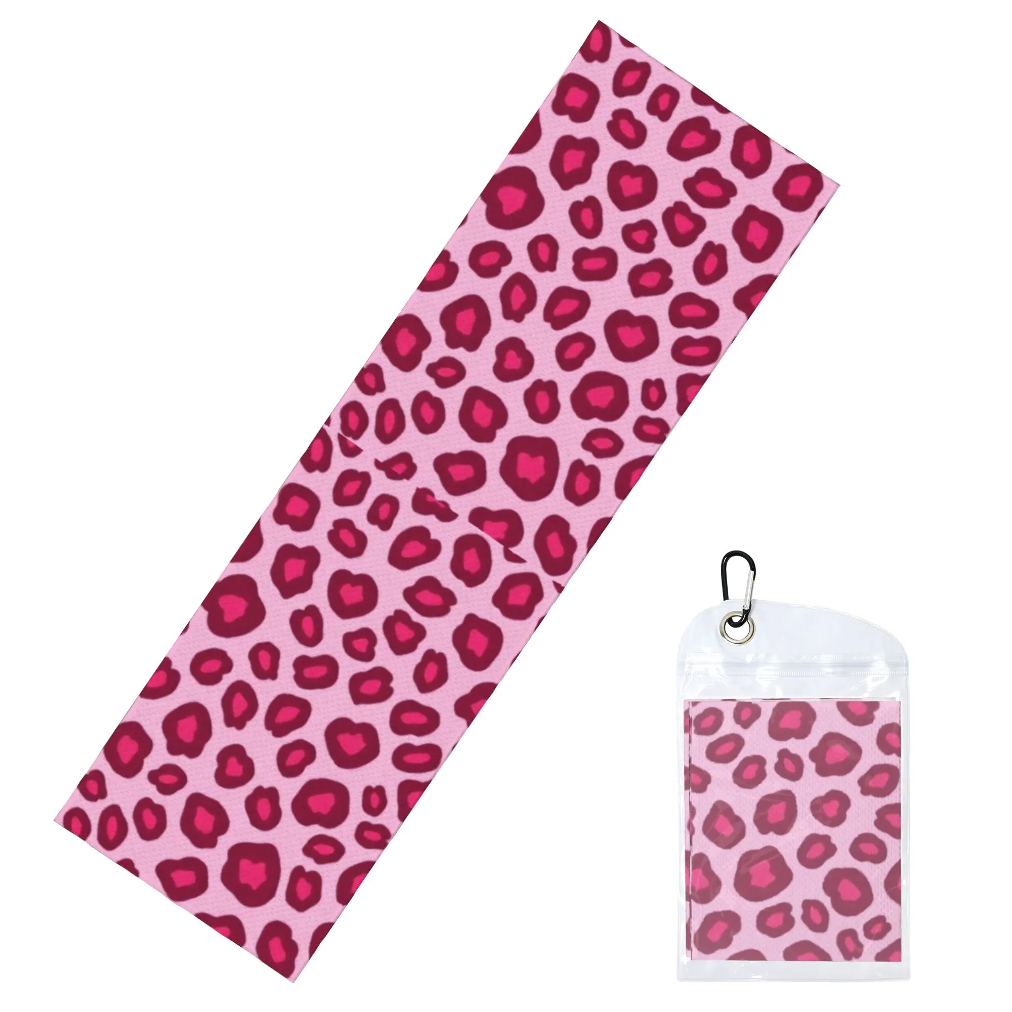 Pink Leopard Print Cold Exercise Towel  Yoga And Fitness Running Outdoor Activities Travelling Swimming Camping Towels
