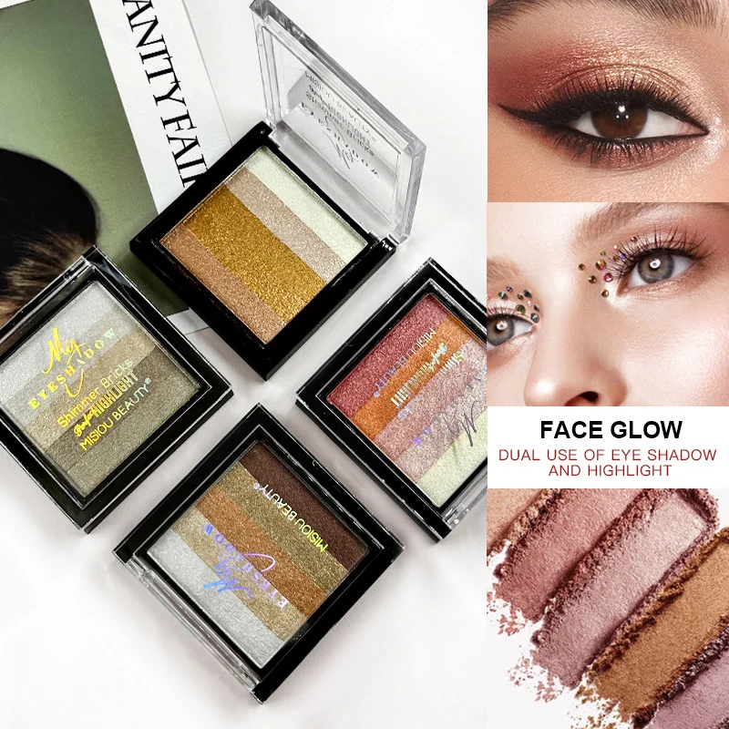 5色ストライプの汚れないアイシャドウ 5色パール光沢ハイライトシマーカラーアイシャドウプレートメイクアップ