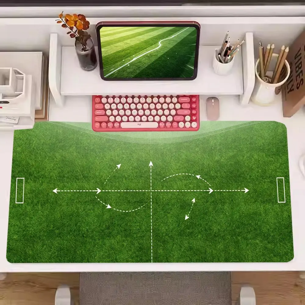 Green football pitch tactic formation diagram playmat soccer fan slip mat for laptop desk