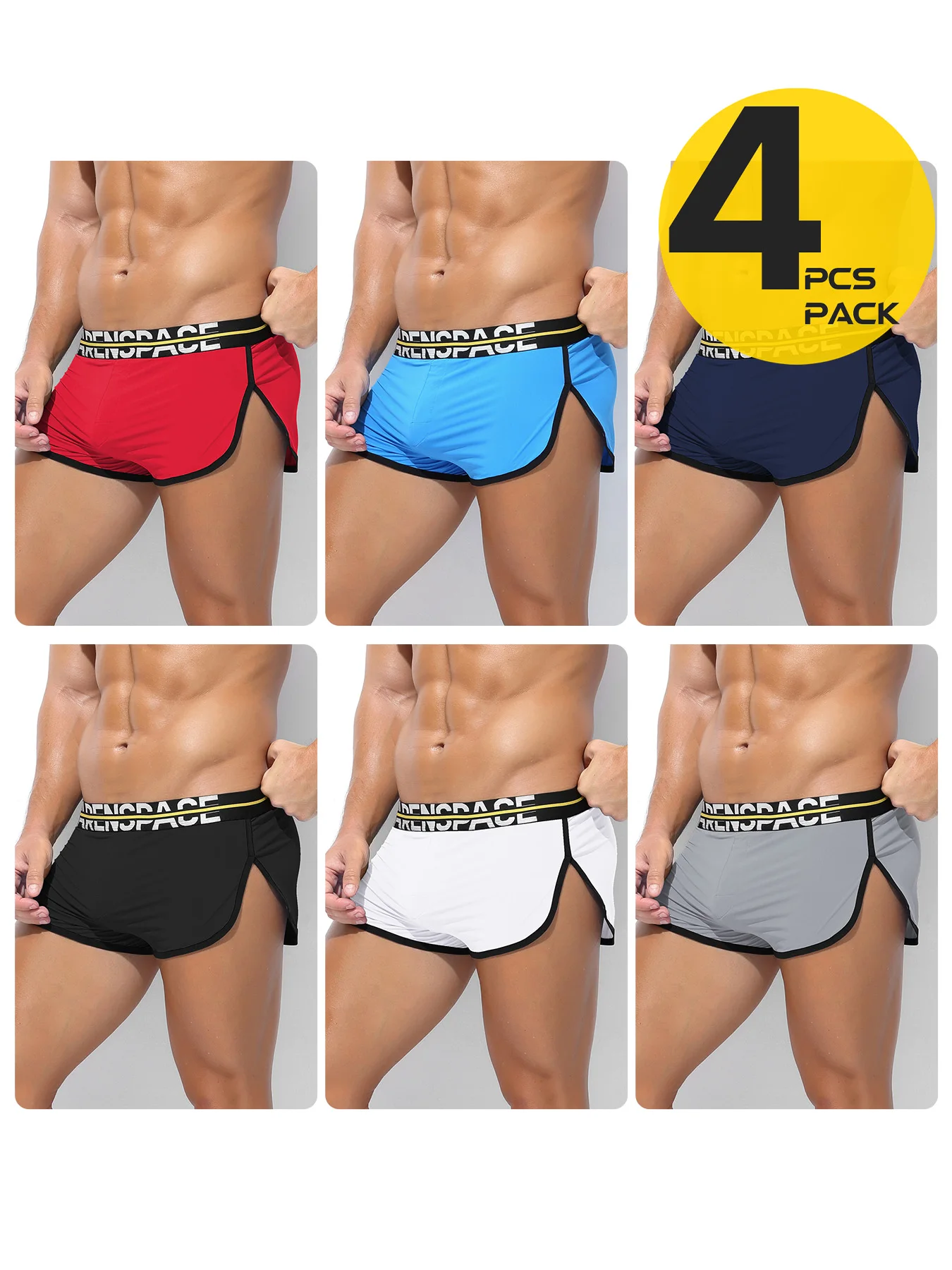 

Men's Boxer Summer Loose Sports Aro Shorts Ice Silk Underwear Large Size Breathable Homewear Sleep Pajamas 2/3/4pcs