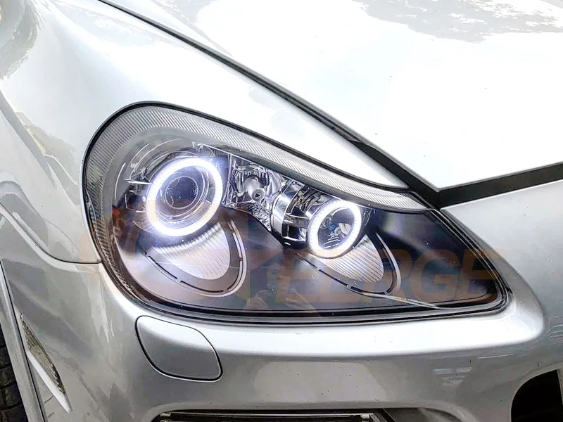 Dla Porsche Cayenne 957 9PA 2007 2008 2009 2010 Ultra Bright A/W Switchback Day Light Turn Signal LED Angel Eyes Kit Halo Rings