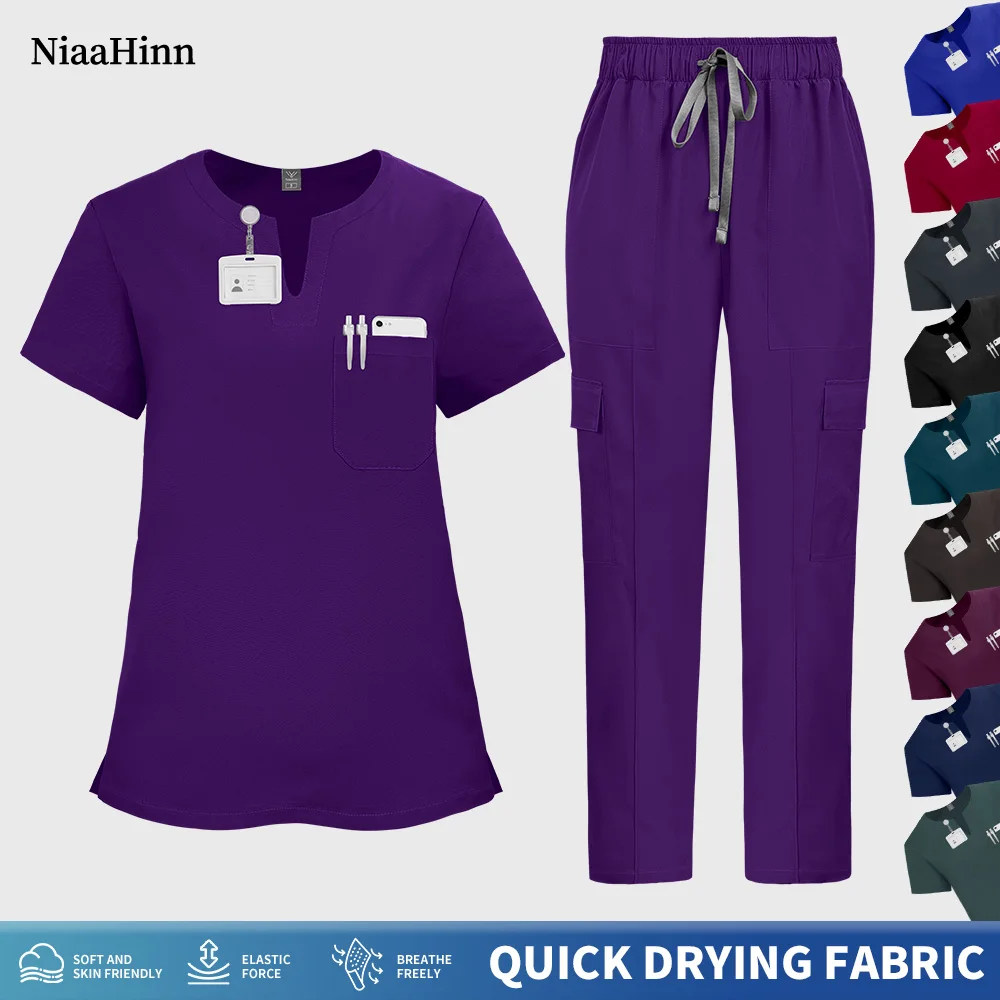 

Niaahinn Multicolour SPA Beauty Uniform Medical Scrubs Uniform Women Veterinary Work Clothes Pharmacy Clinic Scrub Set Wholesale
