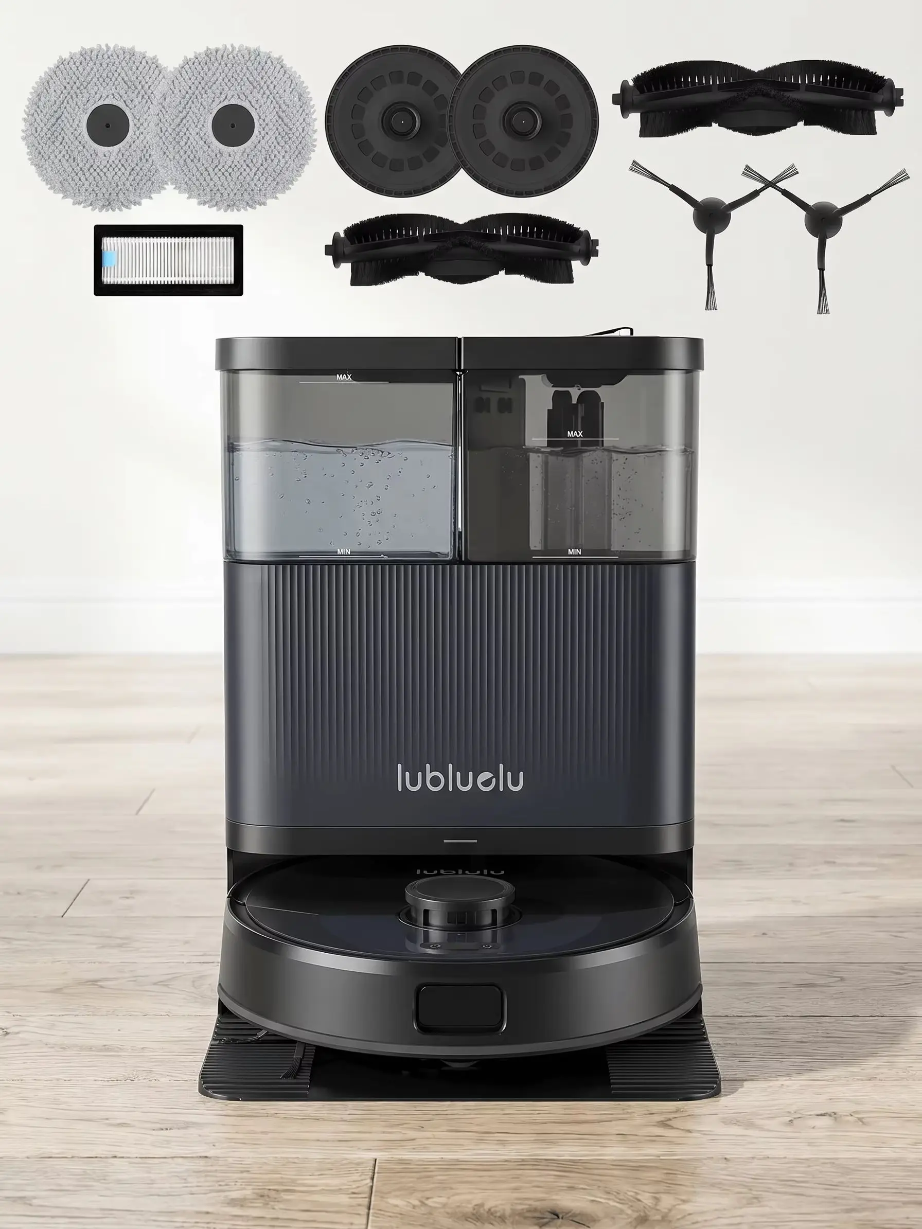Lubluelu S1000 Kabelloser Roboter-Staubsauger 11000Pa Einstellbare Saugkraft 200 Minuten Lange Akkulaufzeit Breakpoint Selbstaufladung Teppich-Boost-Technologie für Tierhaare und Alle Bodenarten