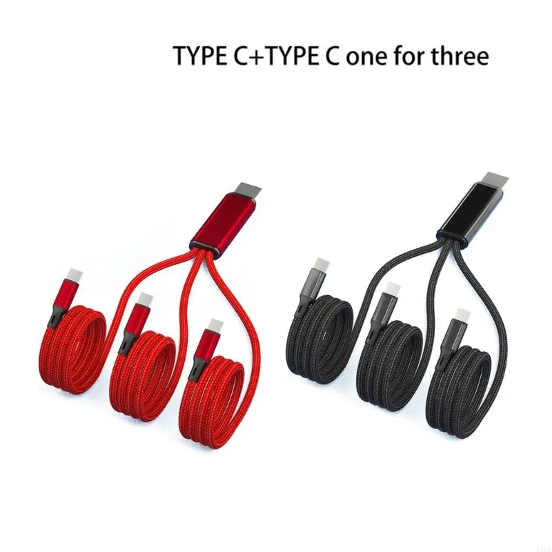 T3LB 3 in 1 USB C to USB C Multi 3 in 1 Type C to 3 Type C Port Cord, 5V 2A Fast Charging Cable for 3 Mobile Phones