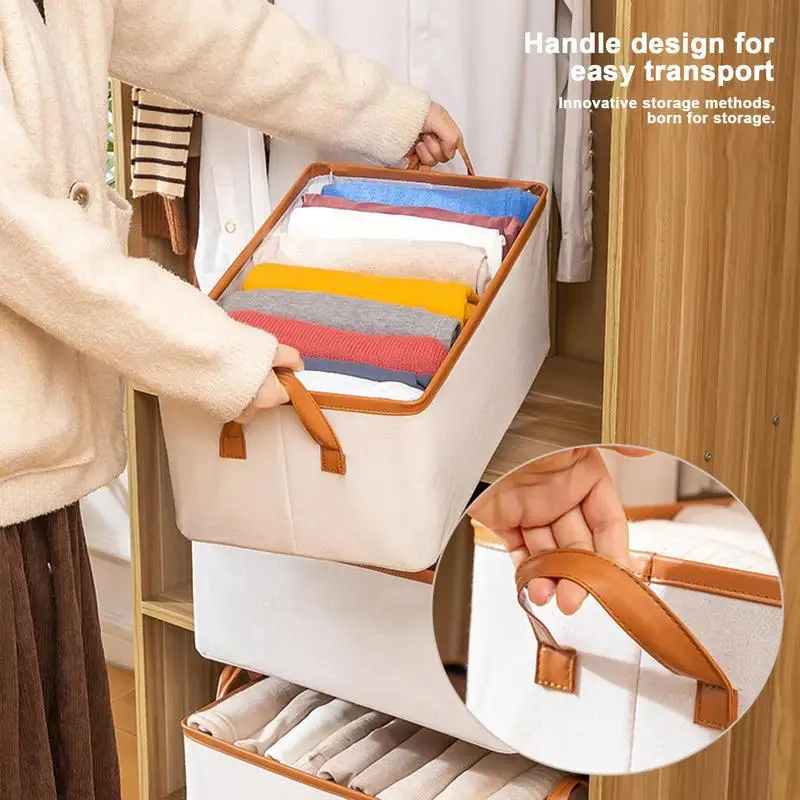 Closet Storage Bins Cube Storage Bin For High Capacity Foldable Clothes Storage Strong Firm Cotton And Linen Fabric Storage