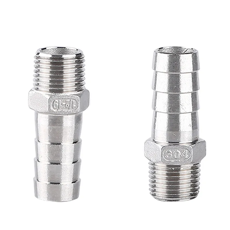 

304 Stainless Steel 3/4 1 1-1/4 BSP Male Thread Pipe Fitting x 8mm-40mm Barb Hose Tail Pagoda Coupling Connector