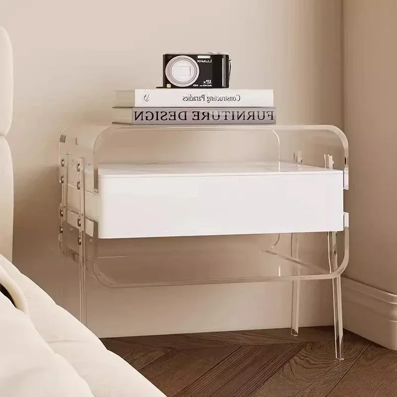 Light luxury bedside table, acrylic modern simple master bedroom storage bedside table