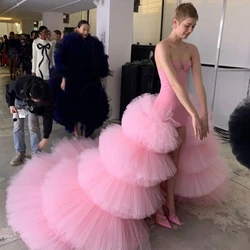 Extra Fluffy Pink Tulle Detachable Train Skirt Lush Tiered Ruffles Long Party Skirts Custom Made Luxury Women's Wedding Skirt