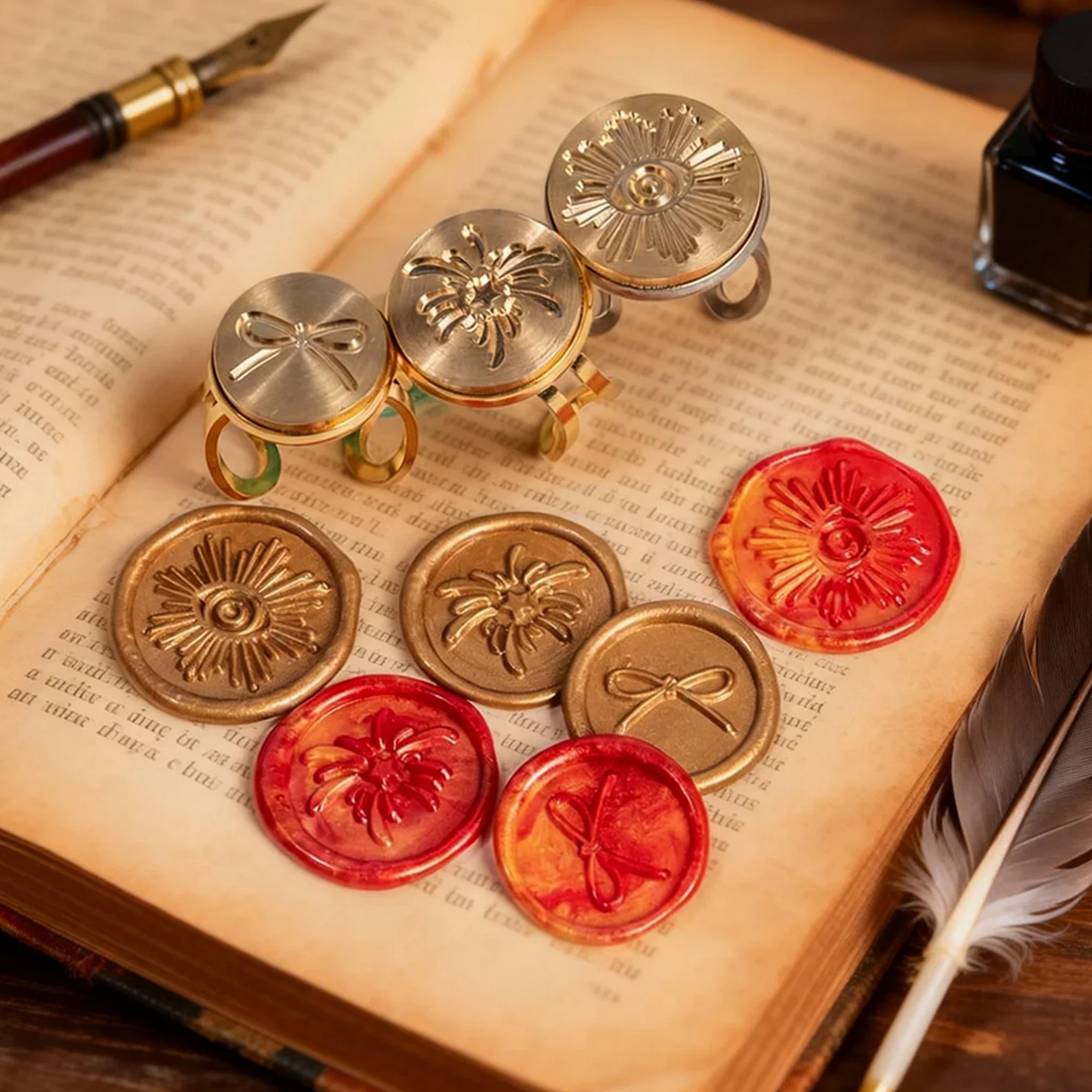 Custom Signet Ring Personalized Logo Wax Seal Stamp Wax Stamp Ring for DIY Wedding Party Handmade Valentine's Day Lover Gift