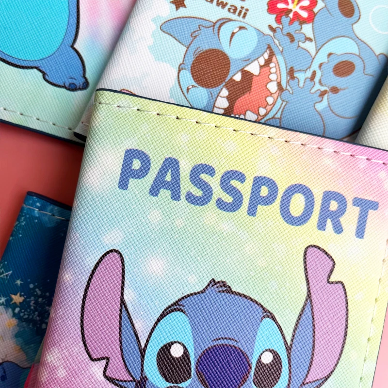 Disney Stitch Pass Cover Pu Leder Reisepass Inhaber für Jungen Männer Visitenkarte Fall Flugzeug Ticket Karten inhaber Frauen