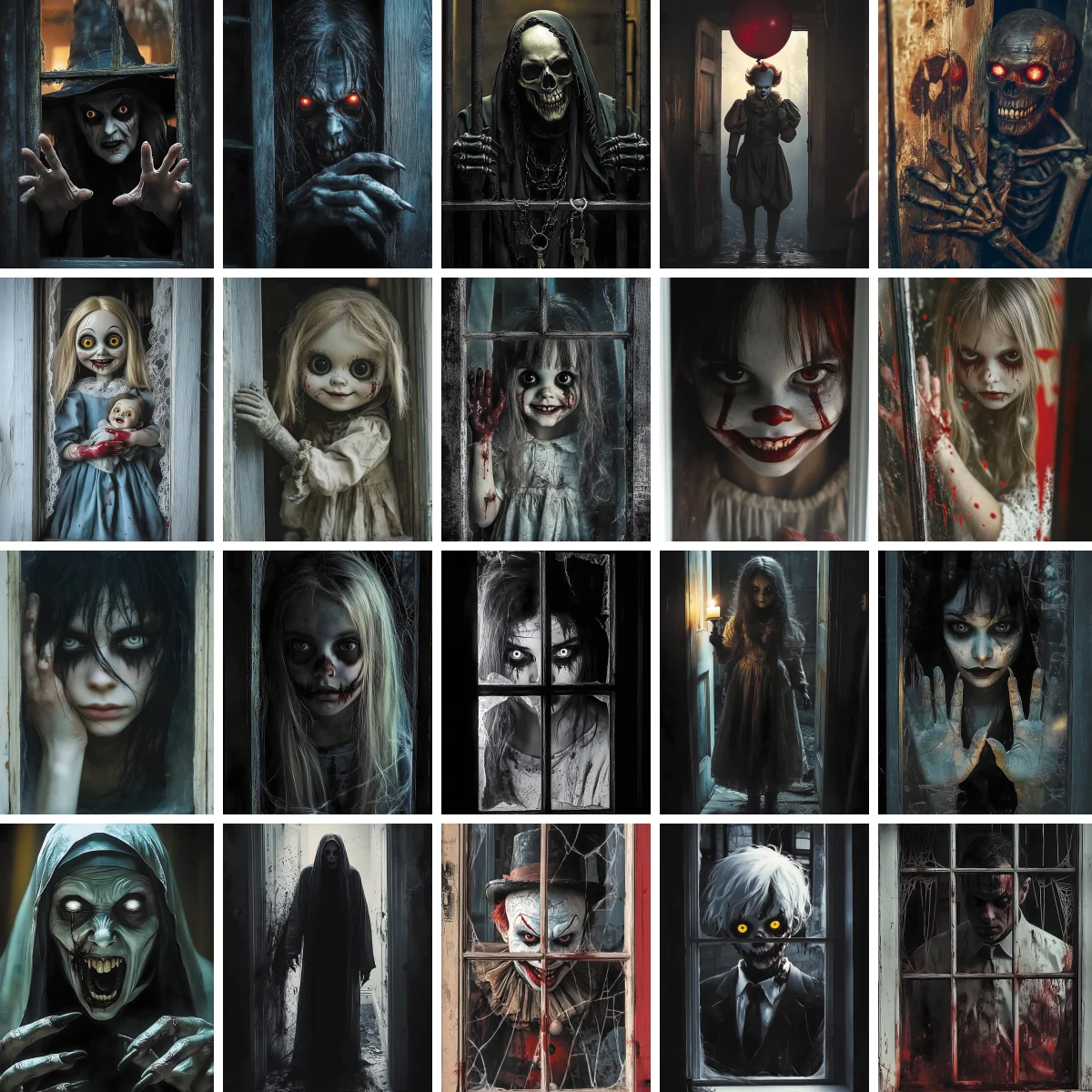 

Halloween Photography Backdrops Wooden Window Horror Ghost Zombie Doll Kids Family Halloween Party Decoration Photo Background