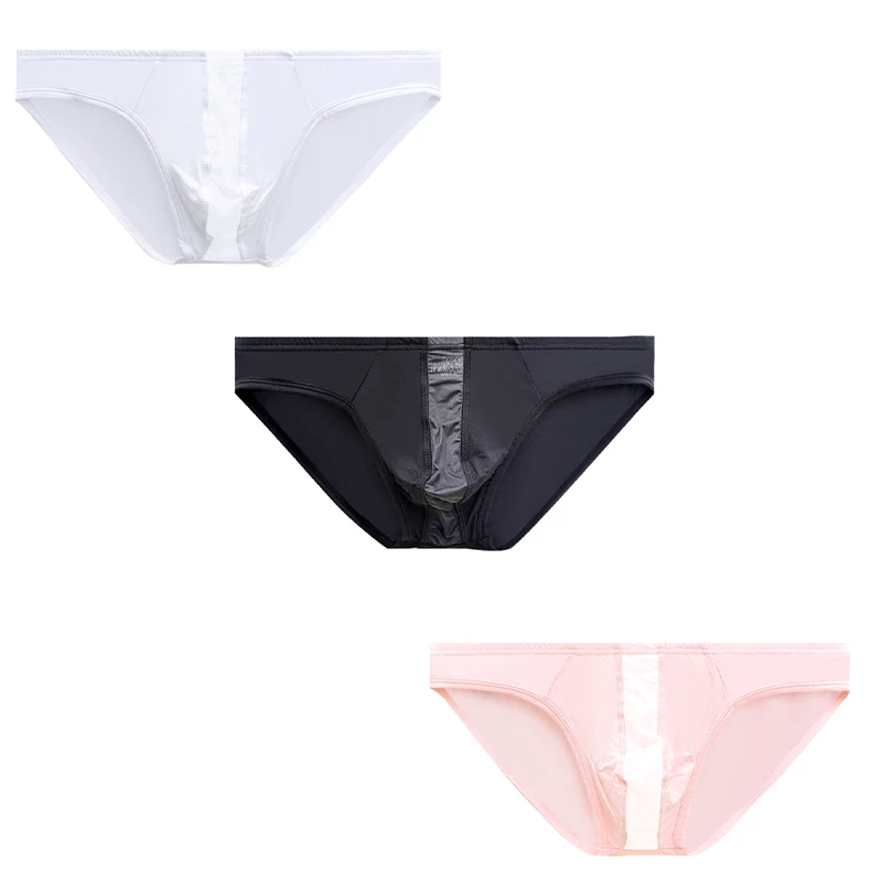 

4 шт. сексуального мужского нижнего белья: глянцевые трусы-брифы однотонного цвета, шелковистые трусы-бикини с эффектом пуш-ап