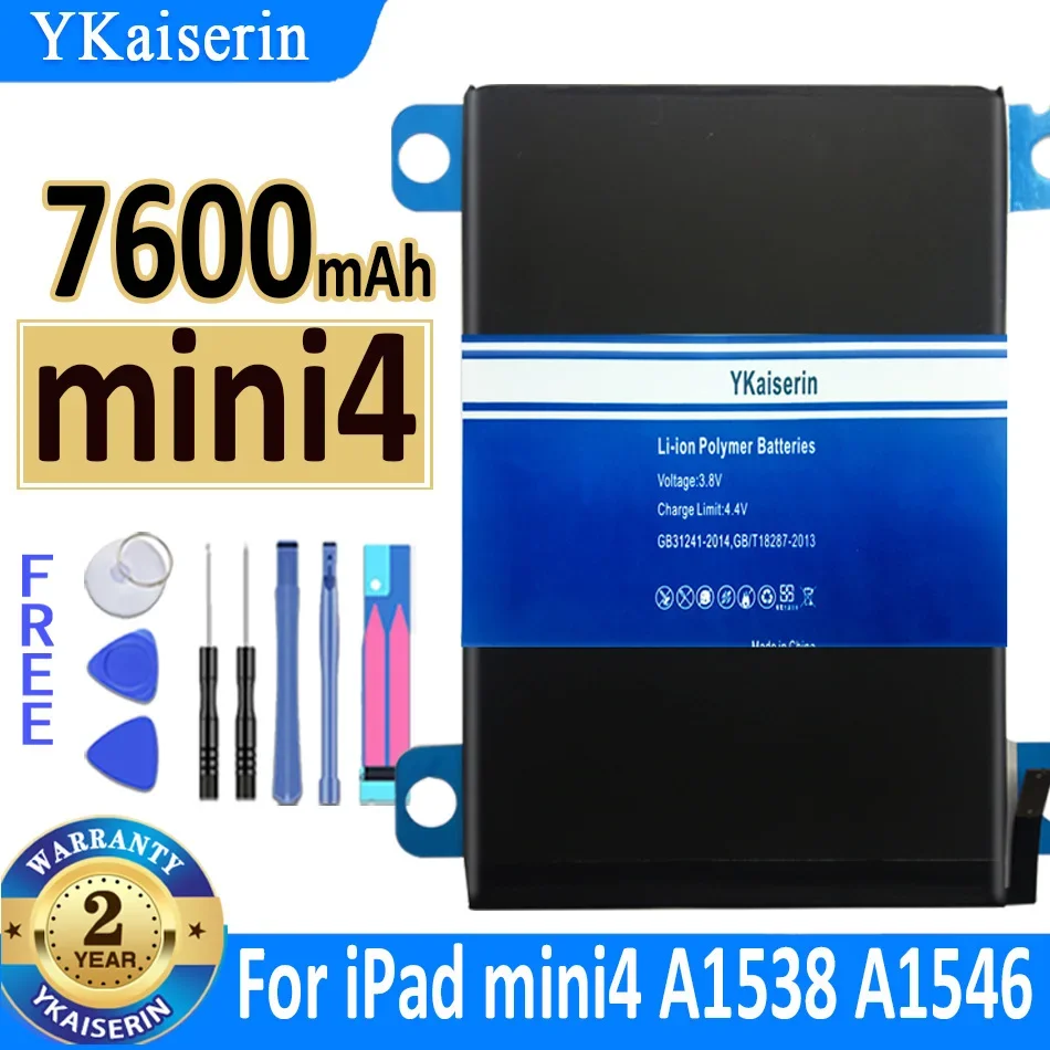 Imagem -02 - Ycroin-bateria para Ipad Mini Mini1 Mini2 Mini3 Mini4 A1432 A1454 A1455 A1538 A1550 A1489 A1490 A1491 A1599 A1600