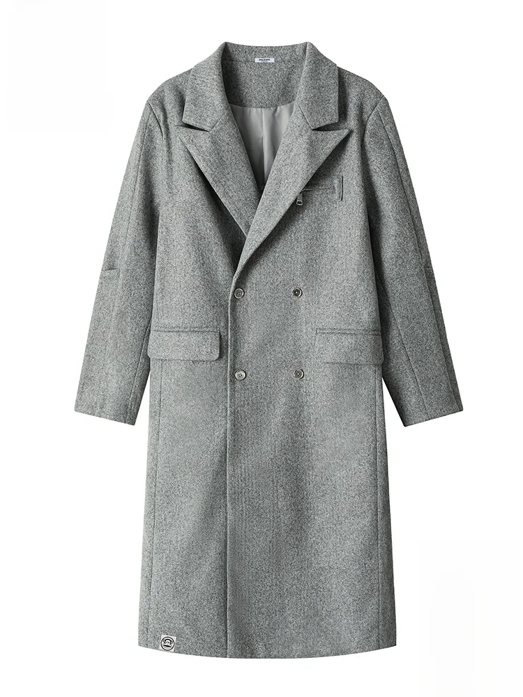 

PaulFrank Long Woolen Coat with Double Row Buttons for Men Autumn Season High Faion Sensation Briti Sle Windbreaker Jaet