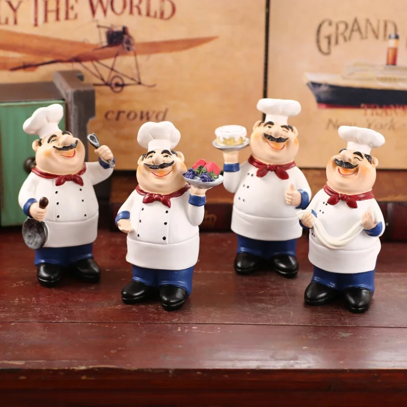 Bearded Chefs Creative Figures Statue Desk Decoration Professional Chef Character Resin Sculpture Ornaments Home Decor Toy Gifts